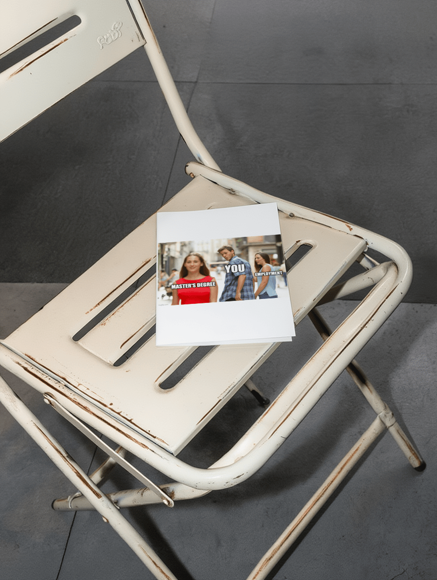 Distracted by the Master's Degree Card mockup 2