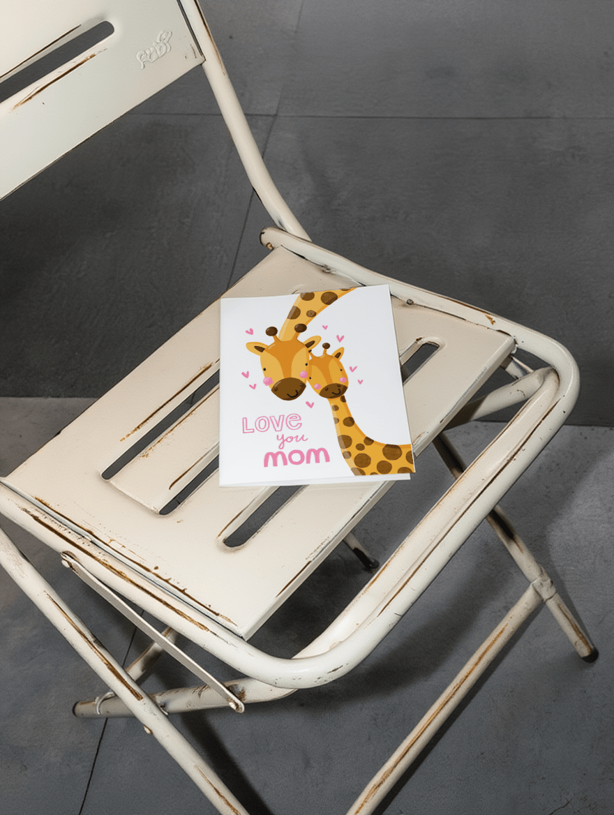 Love You Mom Giraffe Card mockup 2