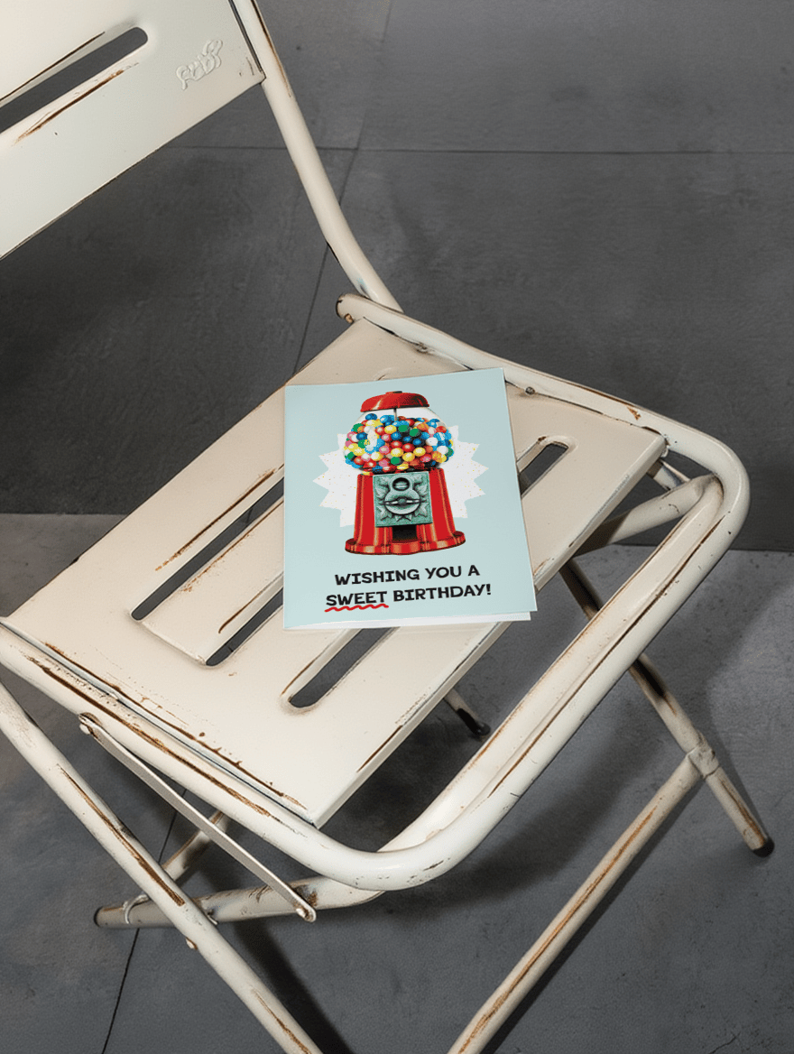 Sweet Birthday Gumball Machine Card mockup 2