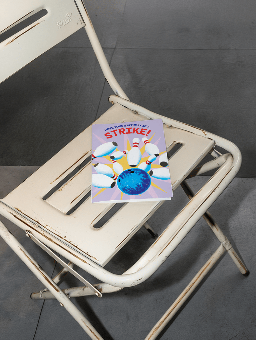 Birthday Strike Bowling Card mockup 2