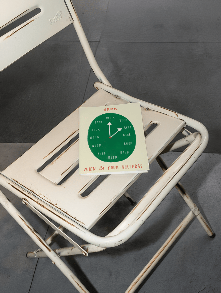 Beer O'Clock Birthday Card mockup 2