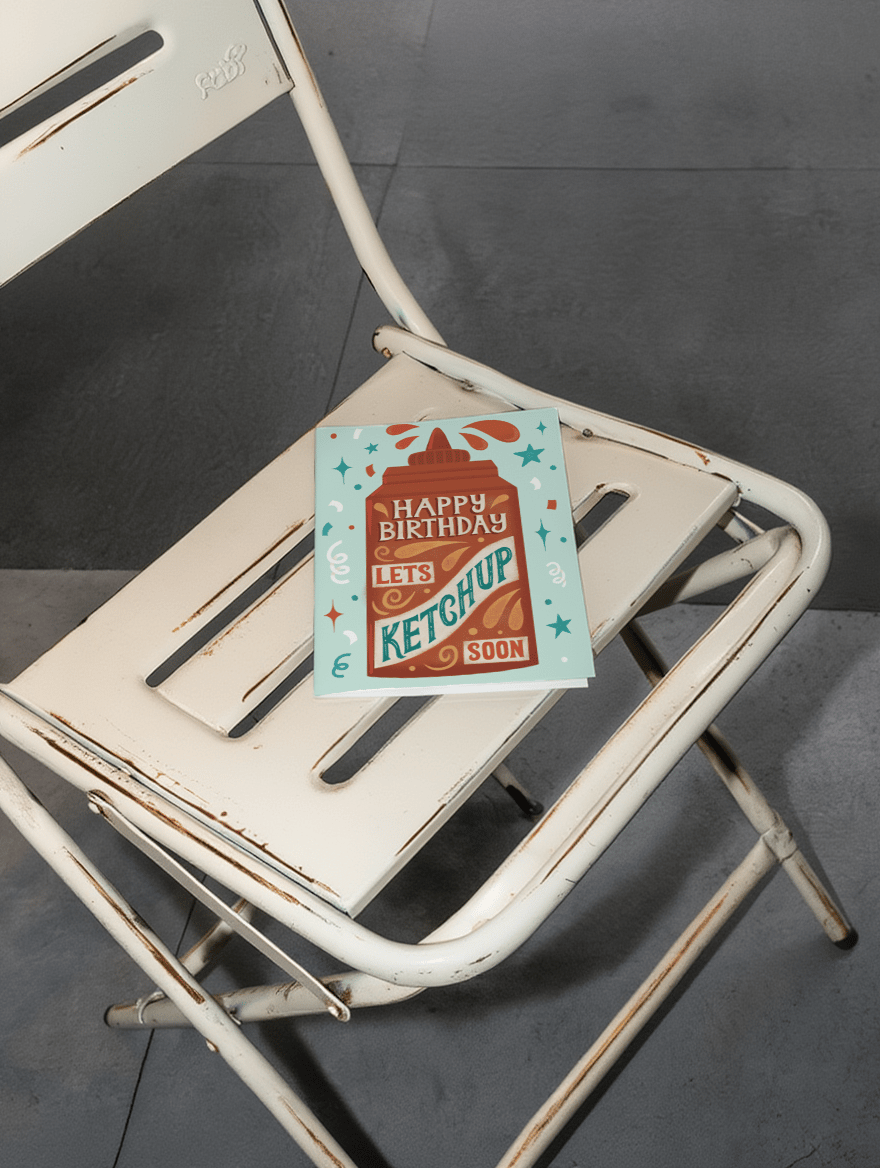 Happy Birthday Let's Ketchup Card mockup 2