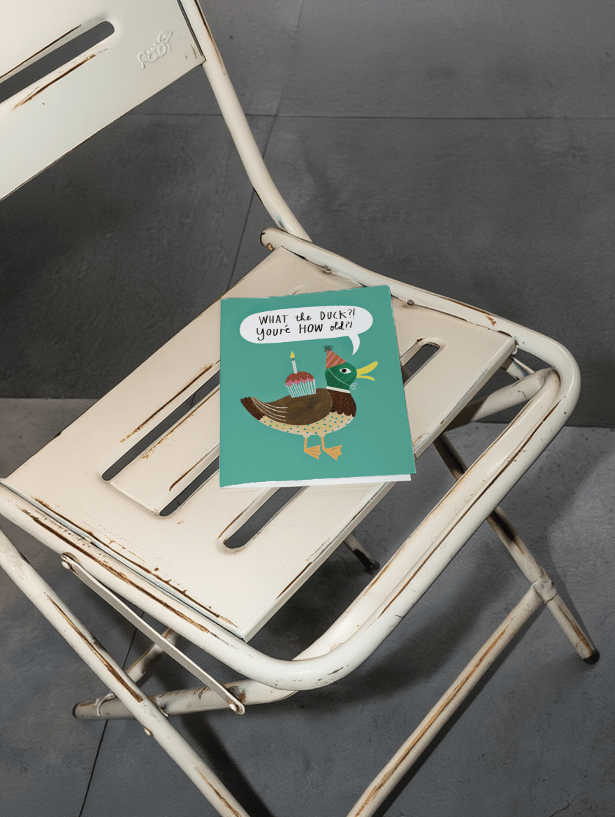 What the Duck Birthday Card mockup 2