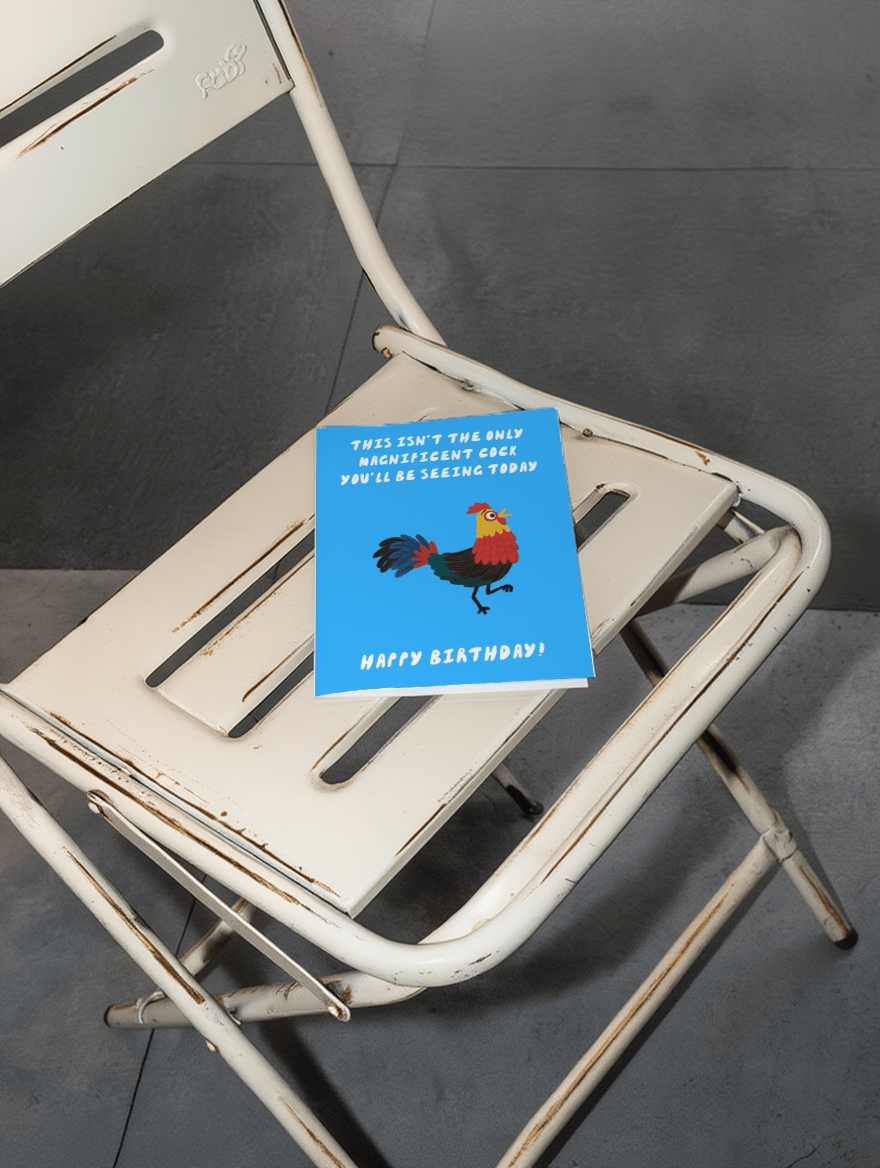Magnificent Cock Birthday Card mockup 2