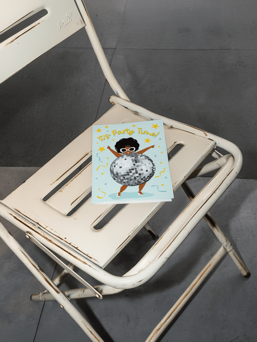 Disco Party Time Birthday Card mockup 2