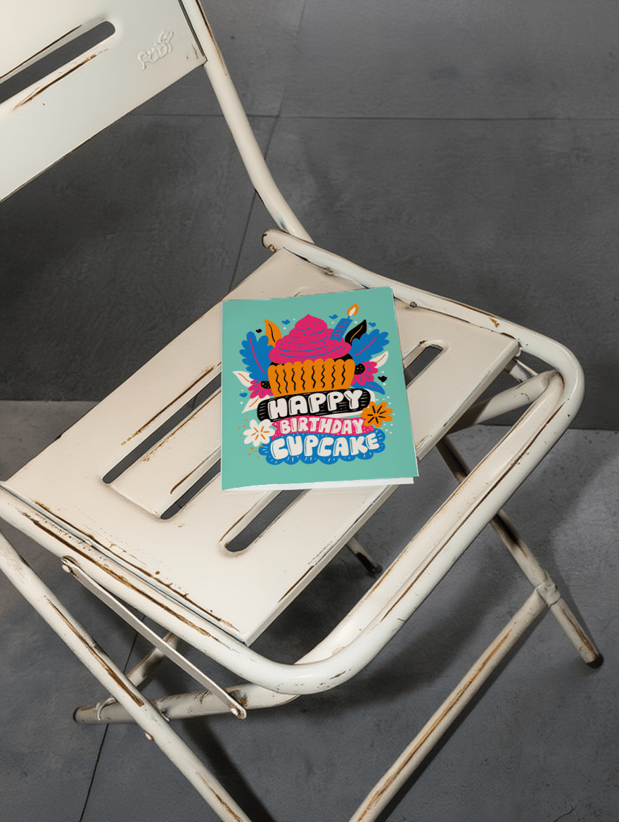 Happy Birthday Cupcake Card mockup 2