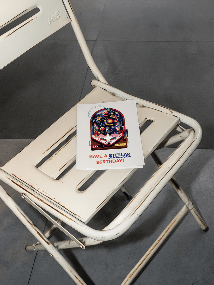 Stellar Birthday Pinball Card mockup 2
