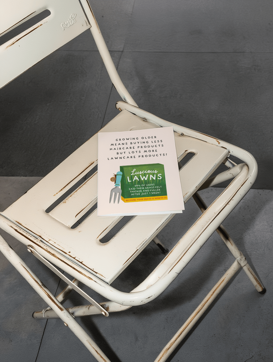 Growing Older Lawncare Card mockup 2