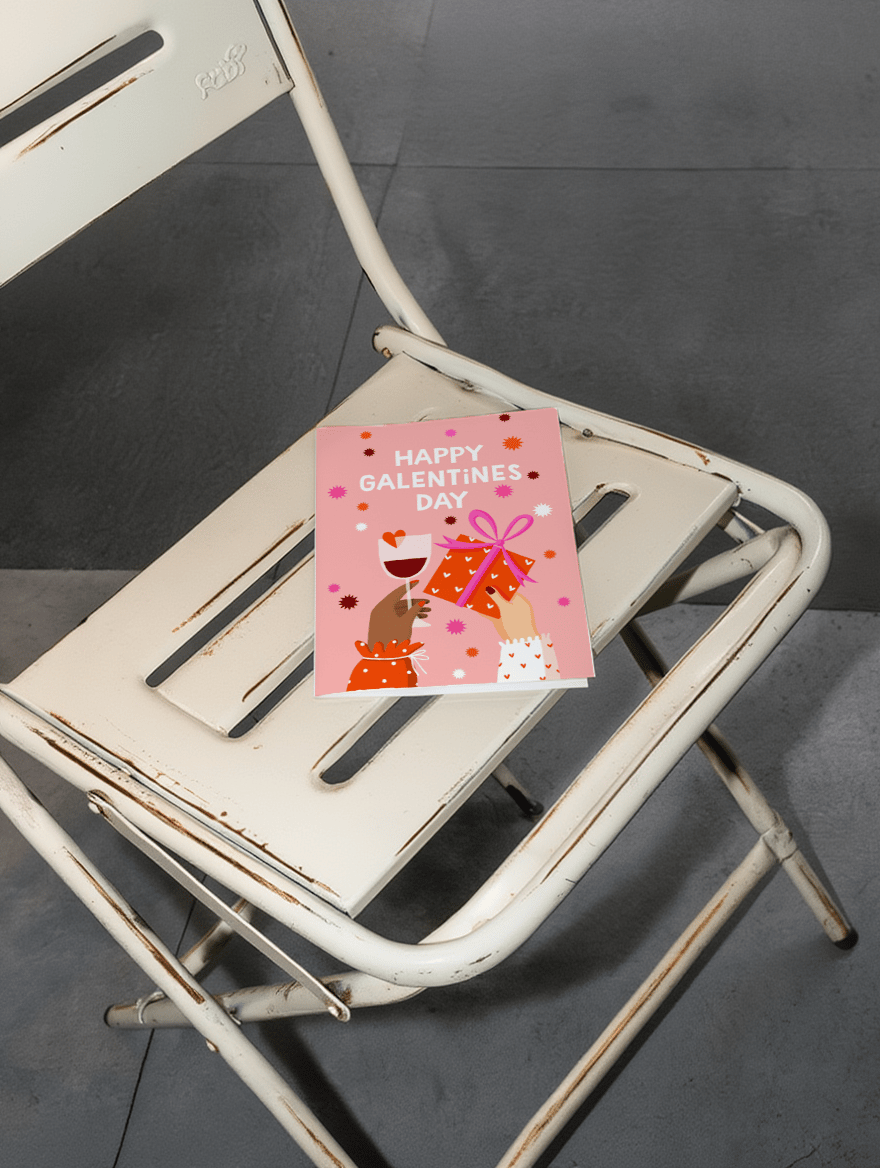 Happy Galentine's Day Gift and Wine mockup 2