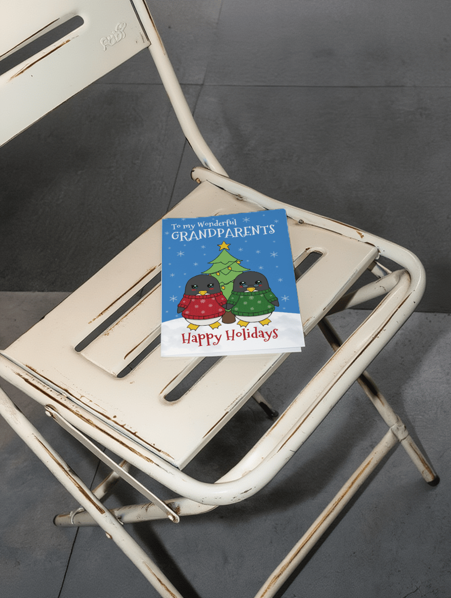 Happy Holidays Grandparents Penguins mockup 2