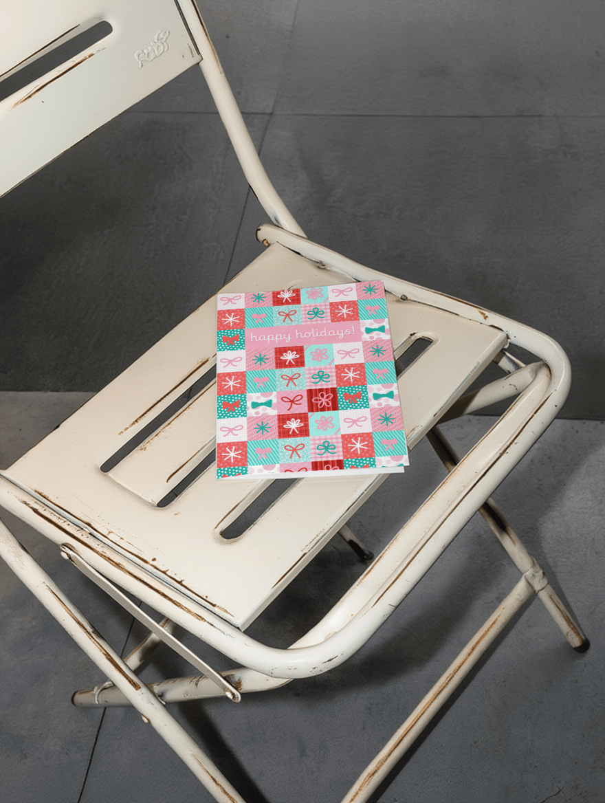 Happy Holidays Bow Patchwork mockup 2