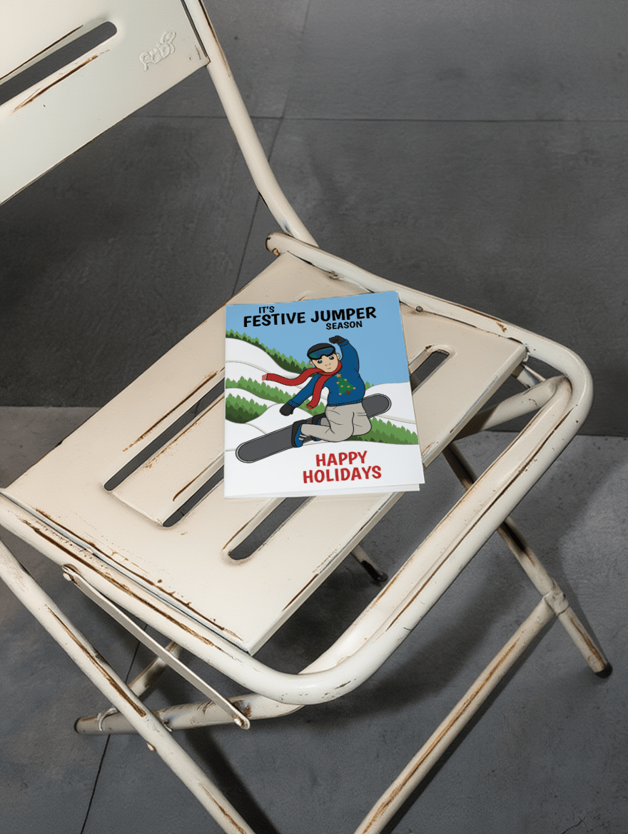 Festive Jumper Snowboarding mockup 2