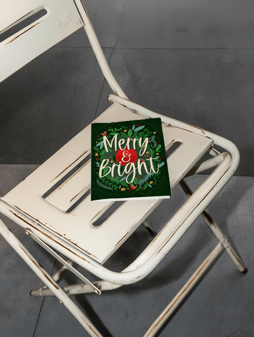 Merry & Bright Christmas Leaves mockup 2