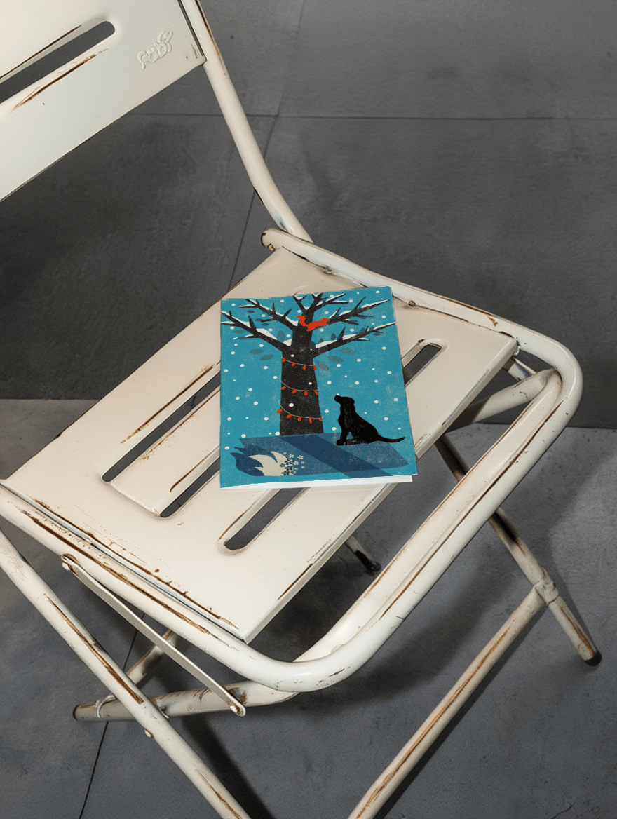 Dog and Squirrel Under Festive Tree mockup 2