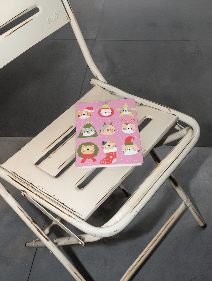 Cute Cat Christmas Card mockup 2