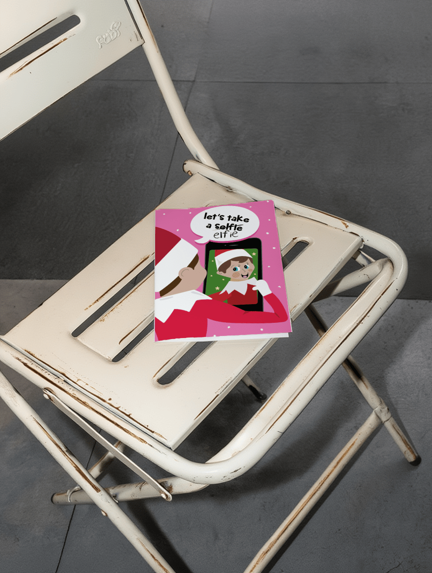 Let's Take an Elfie Christmas Card mockup 2