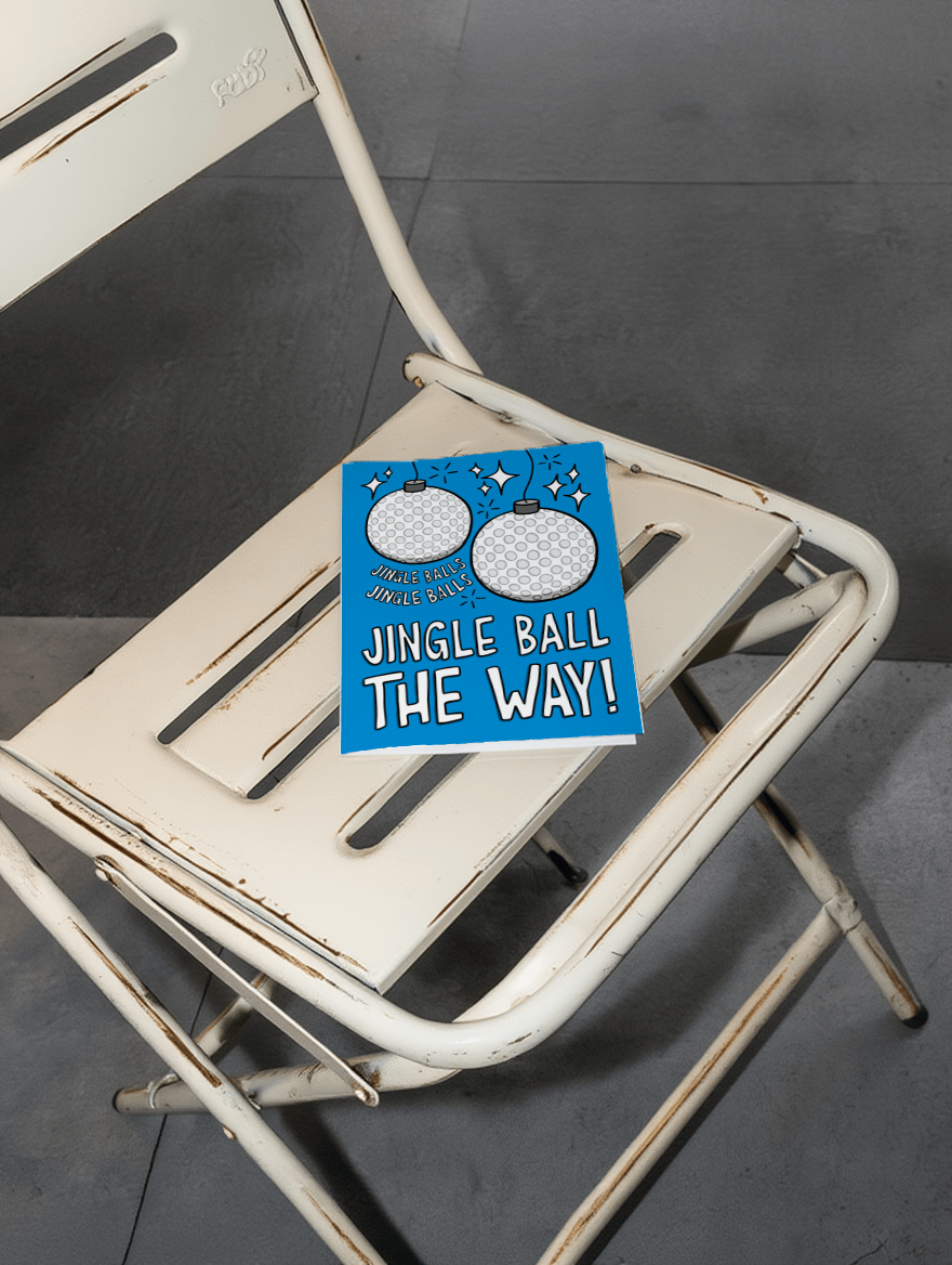 Jingle Ball the Way Golf Christmas Card mockup 1