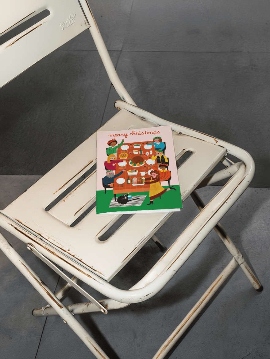 Christmas Dinner Gathering Card mockup 2