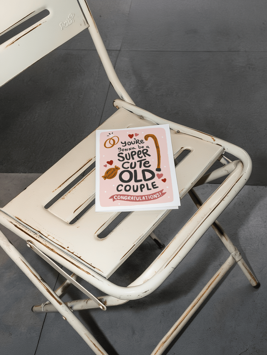 Super Cute Old Couple Wedding Card mockup 2
