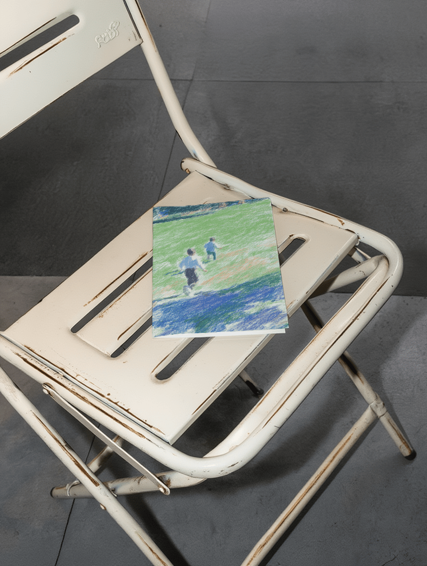 illustration of two people running together mockup 2