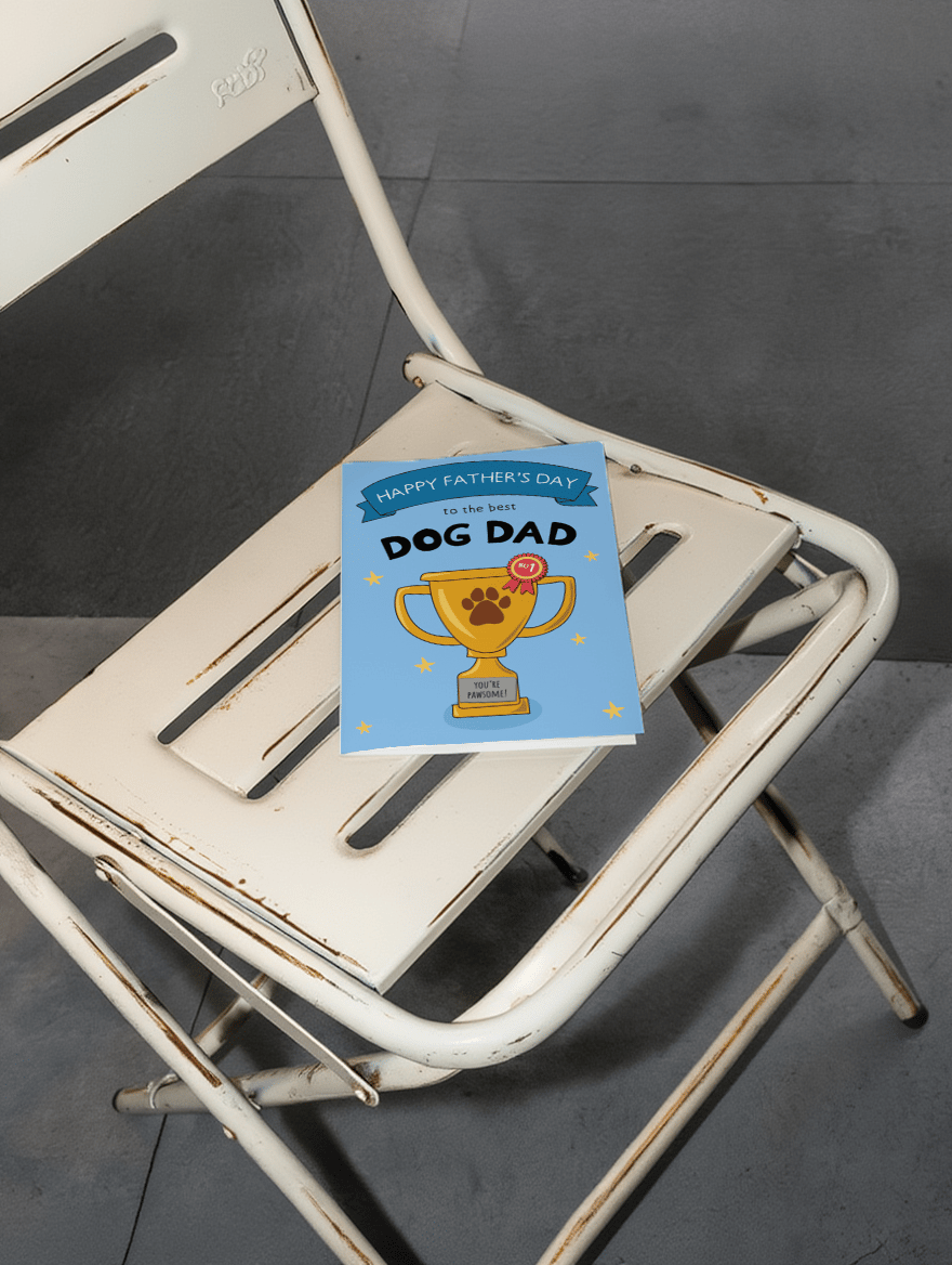 Best Dog Dad Trophy Card mockup 2