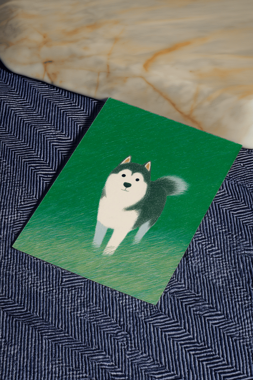 husky in grass mockup 2
