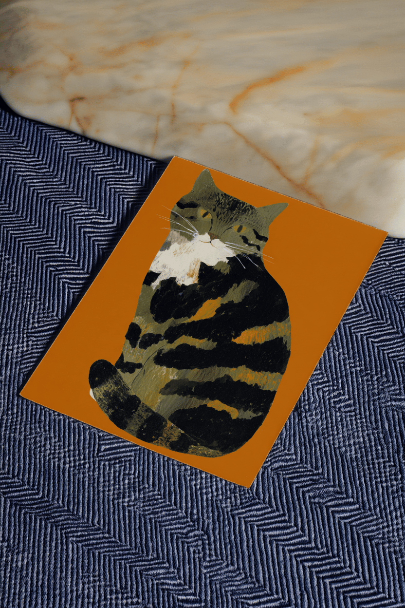 tabby cat sitting politely mockup 2