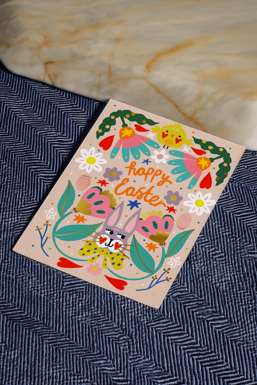 happy easter floral design mockup 2
