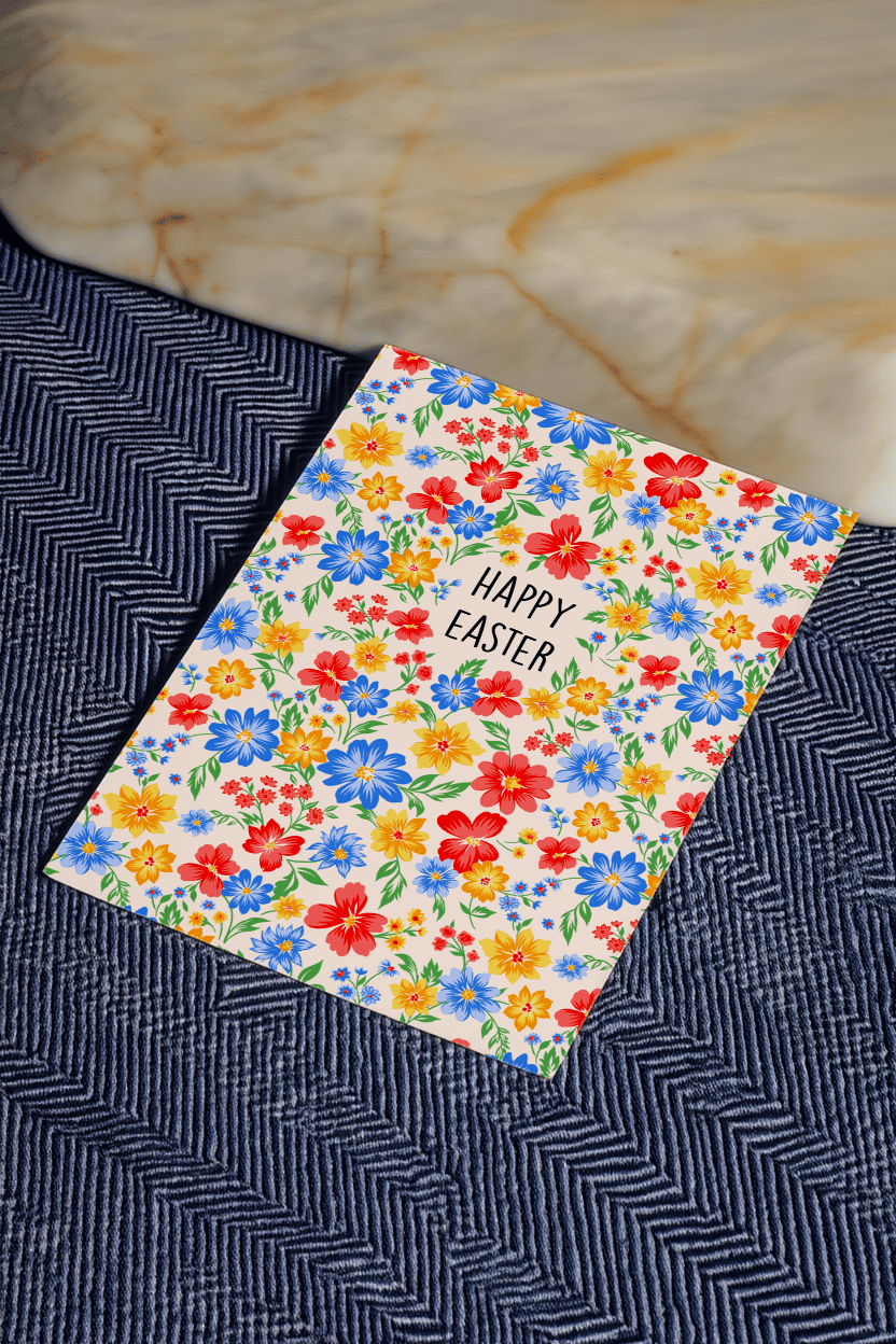 happy easter floral pattern mockup 2