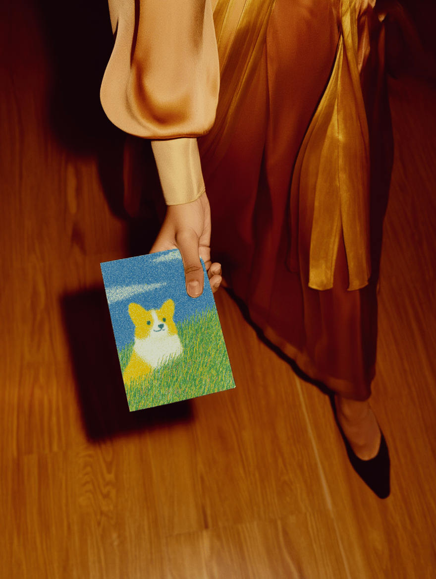 corgi in field mockup 2