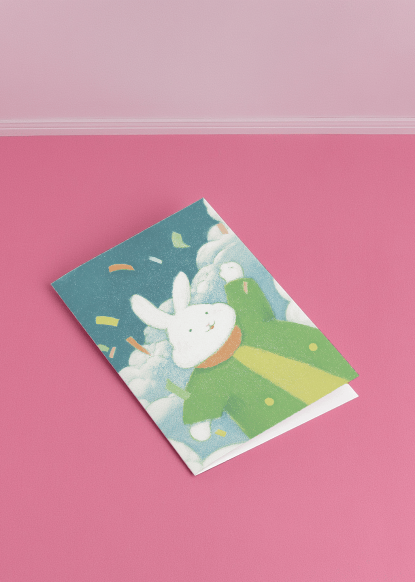 Cheerful Bunny Celebration Card mockup 1