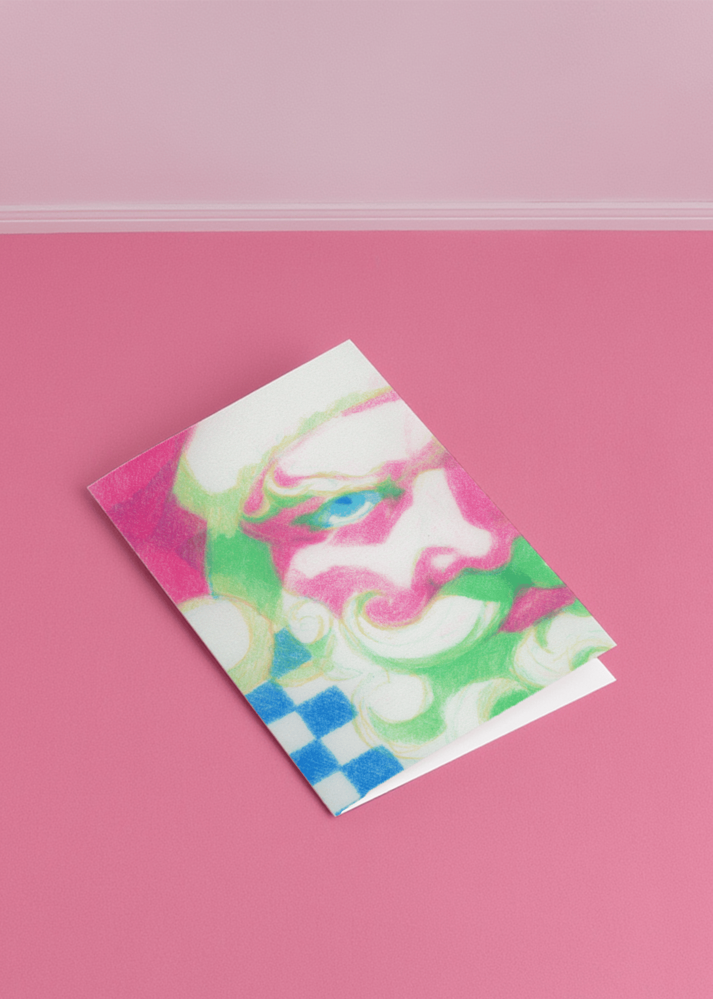 Vibrant Santa Art Christmas Card mockup 1