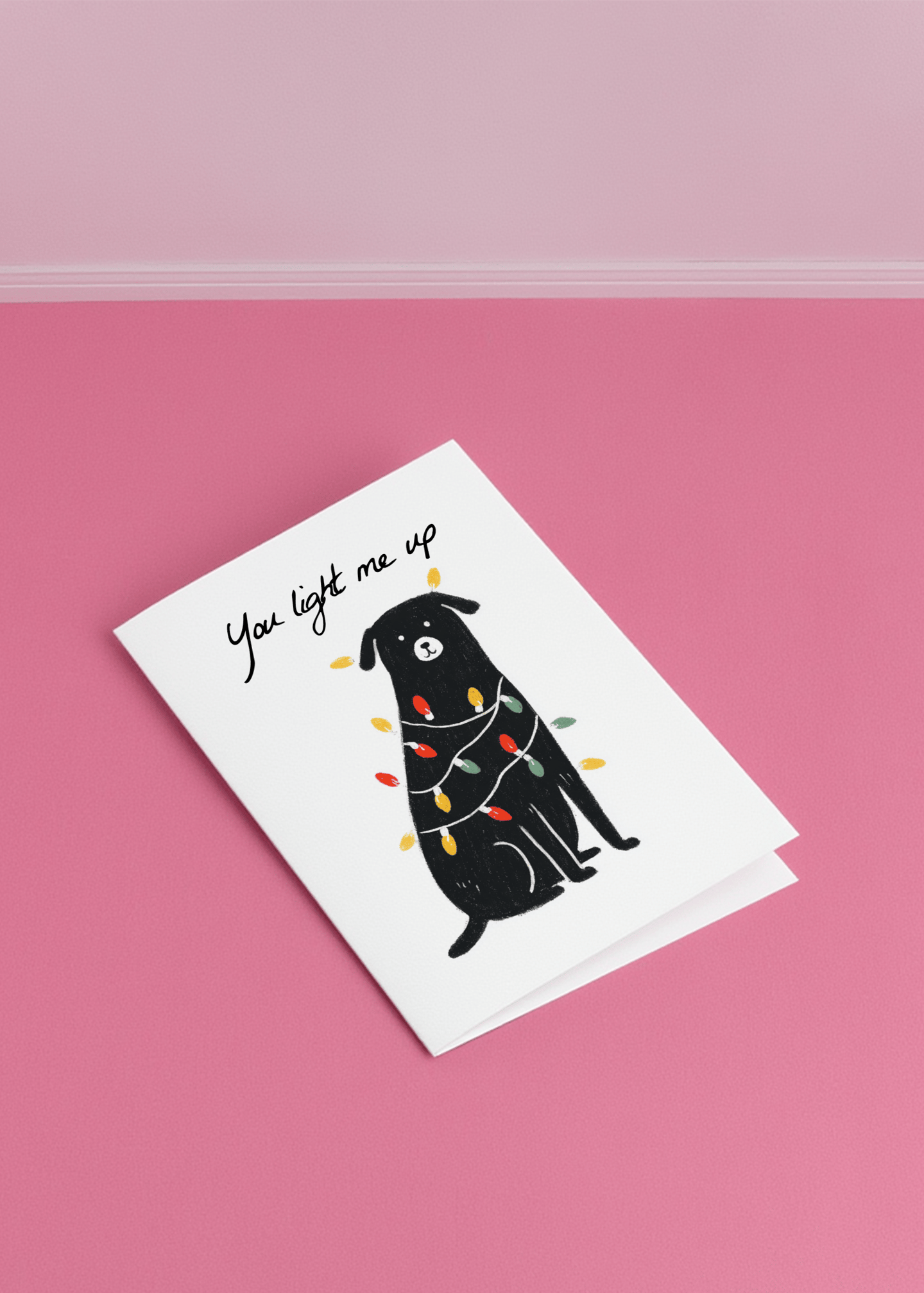 Festive Dog Love Lights Card mockup 1