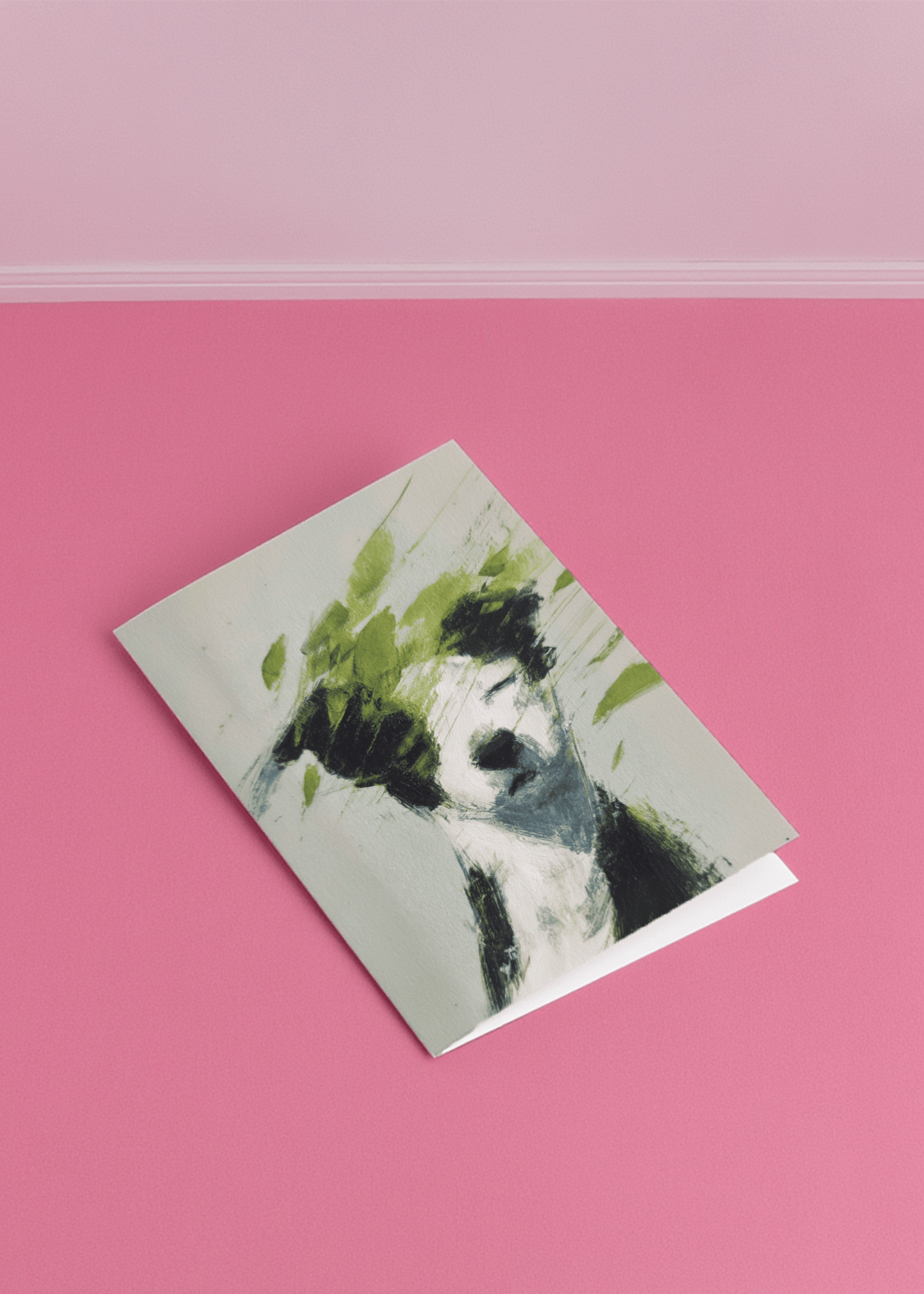 Abstract Green Pet Portrait Card mockup 1