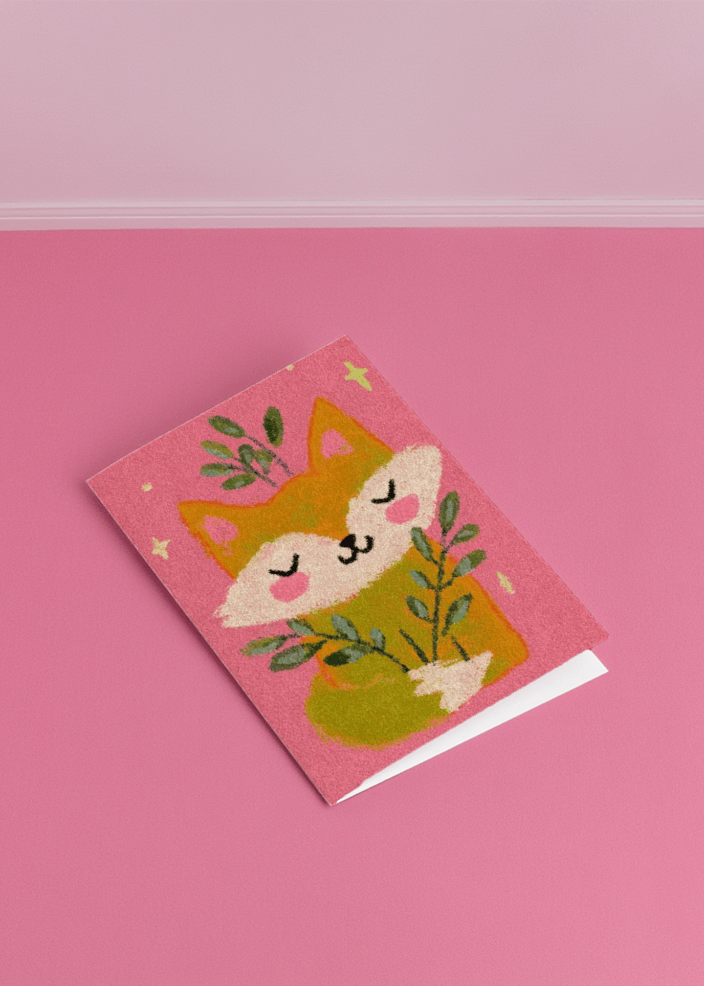 Adorable Fox Greeting Card mockup 1