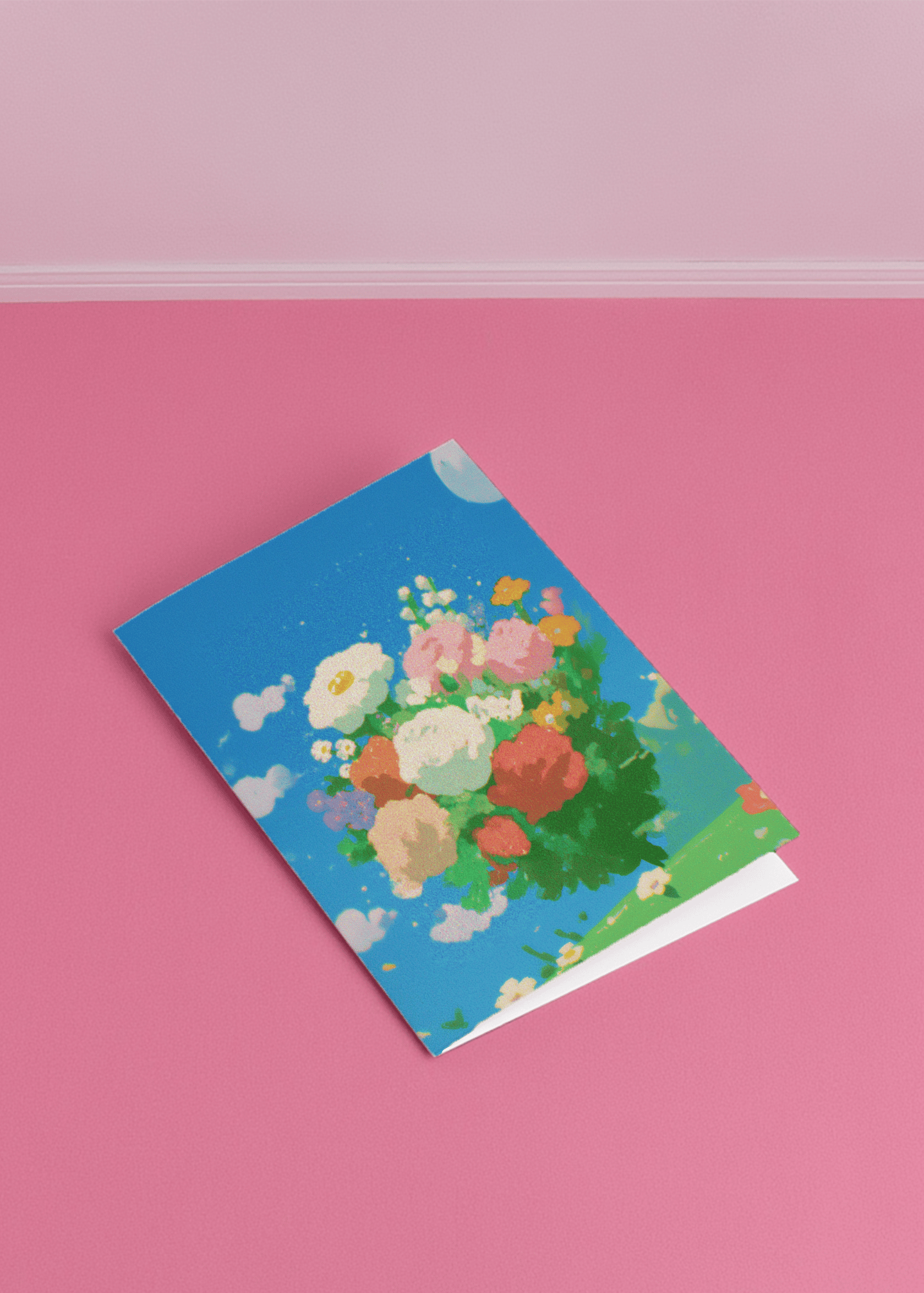 Bright Blooms Under the Sky Card mockup 1