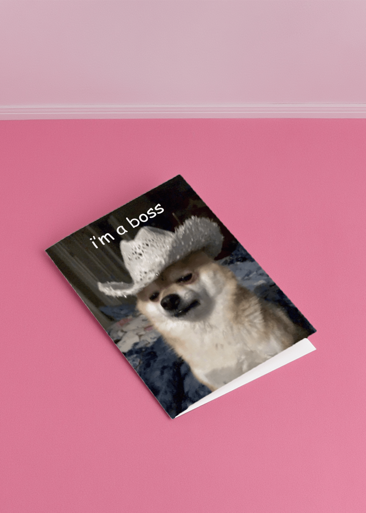 Boss Dog Cowboy Humor Card mockup 1