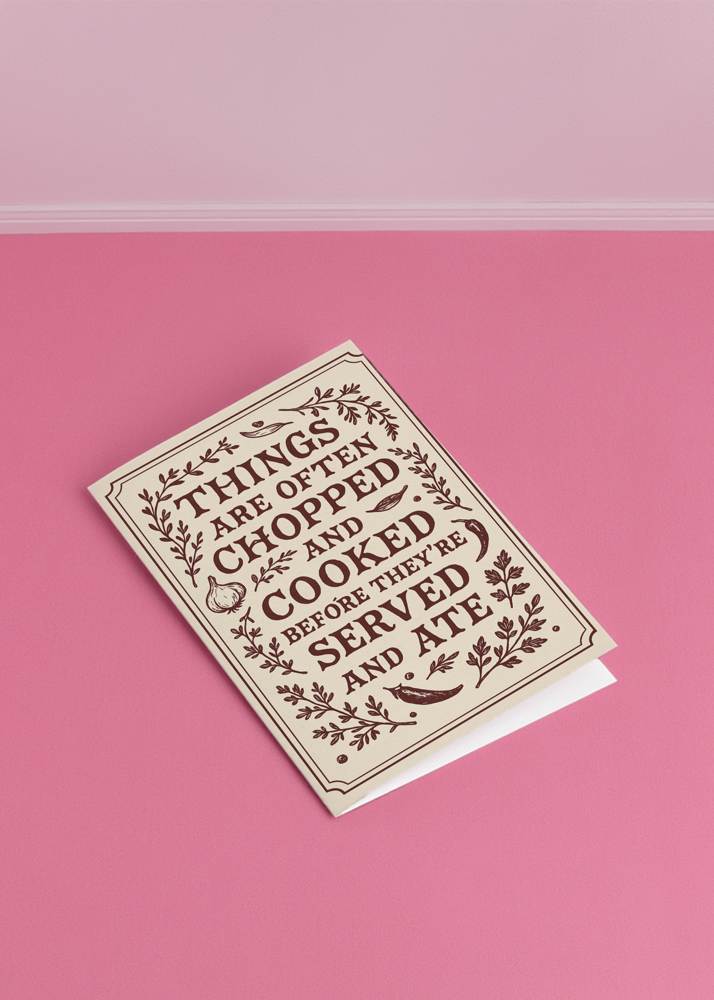 Chopped Cooked Served Ate Card mockup 1