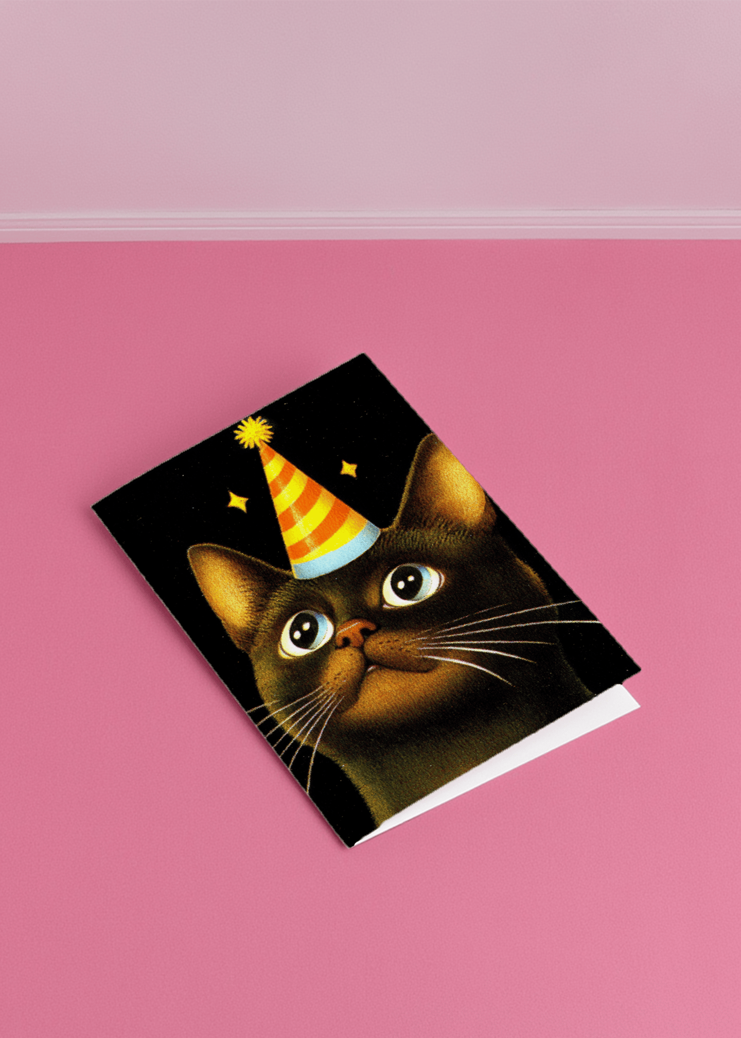 Party Hat Cat Birthday Card mockup 1