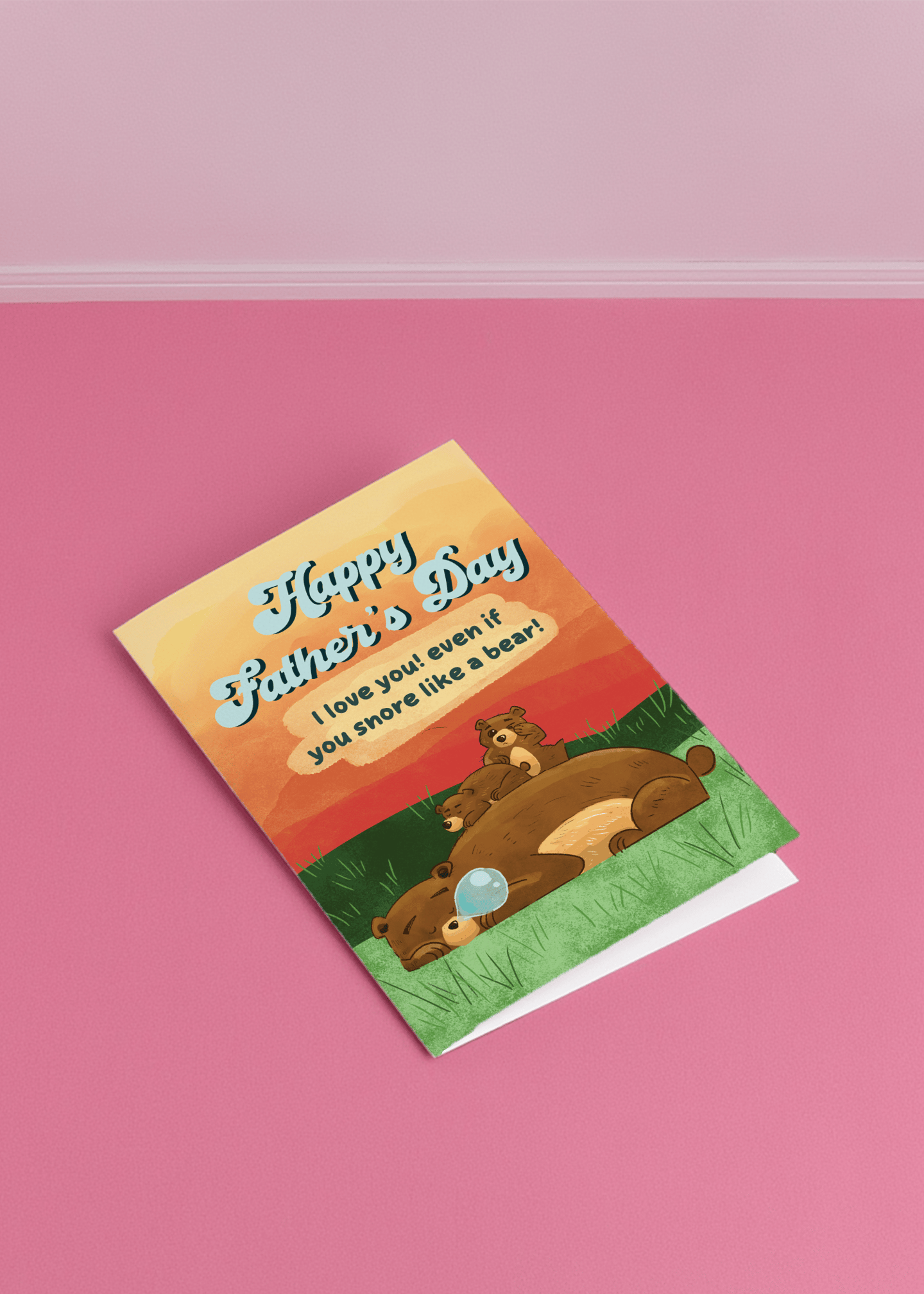 Happy Father’s Day Bear Snore Card mockup 1
