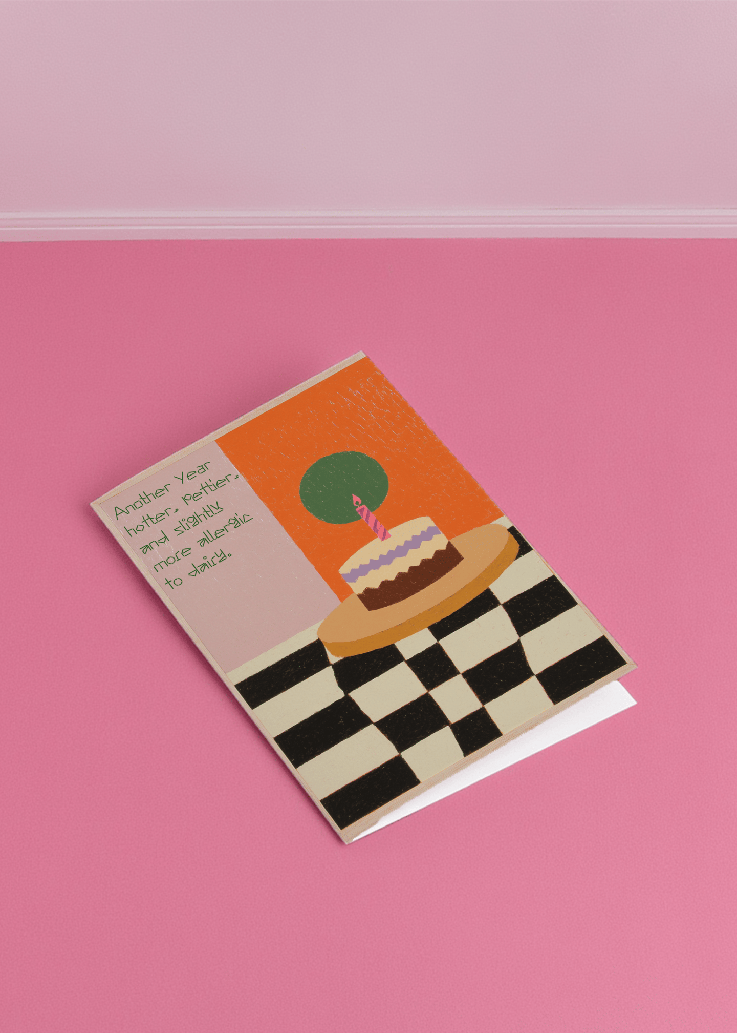Hotter Prettier Allergic to Dairy Birthday Card mockup 1