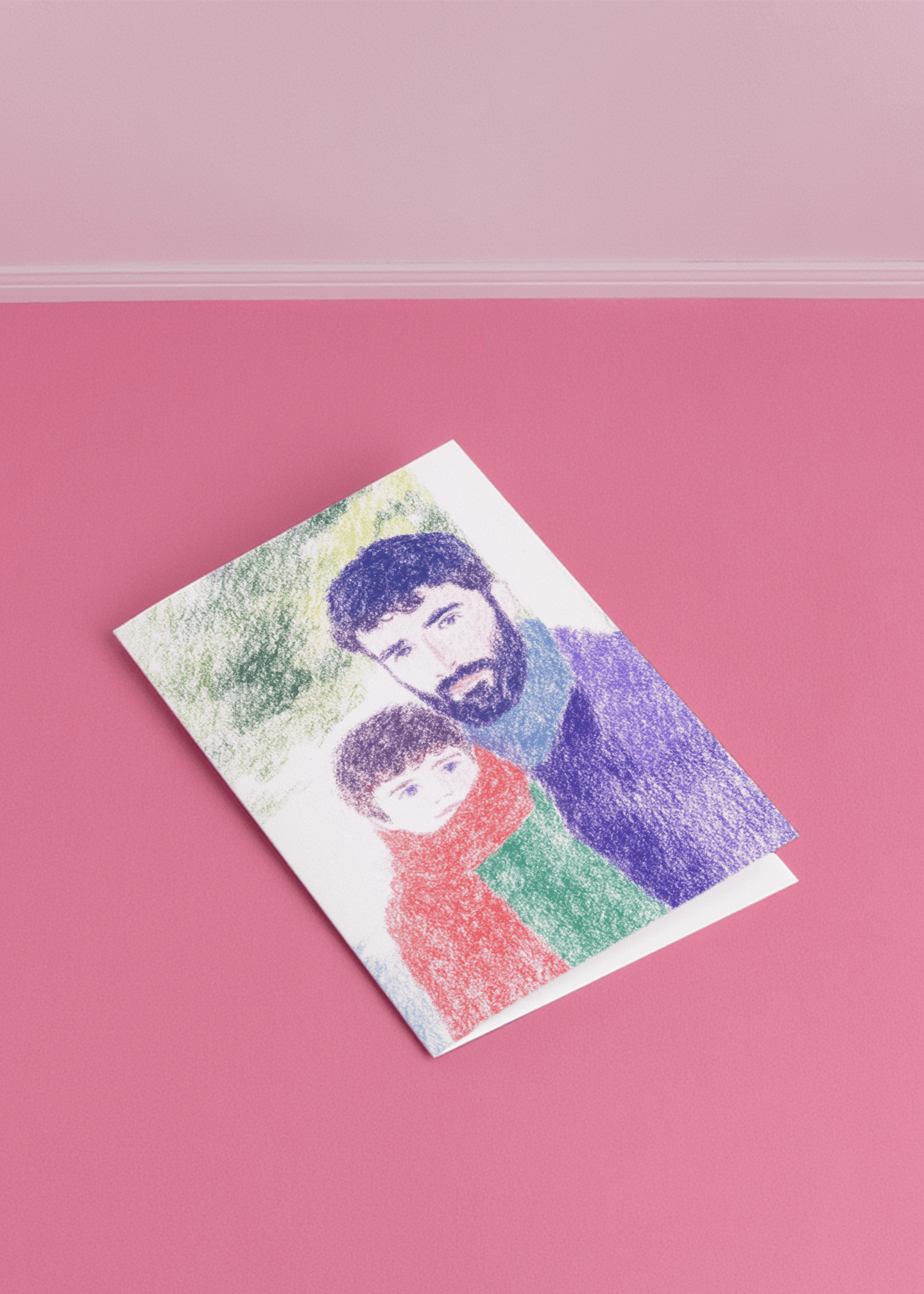 Father and Son Winter Hug Card mockup 1