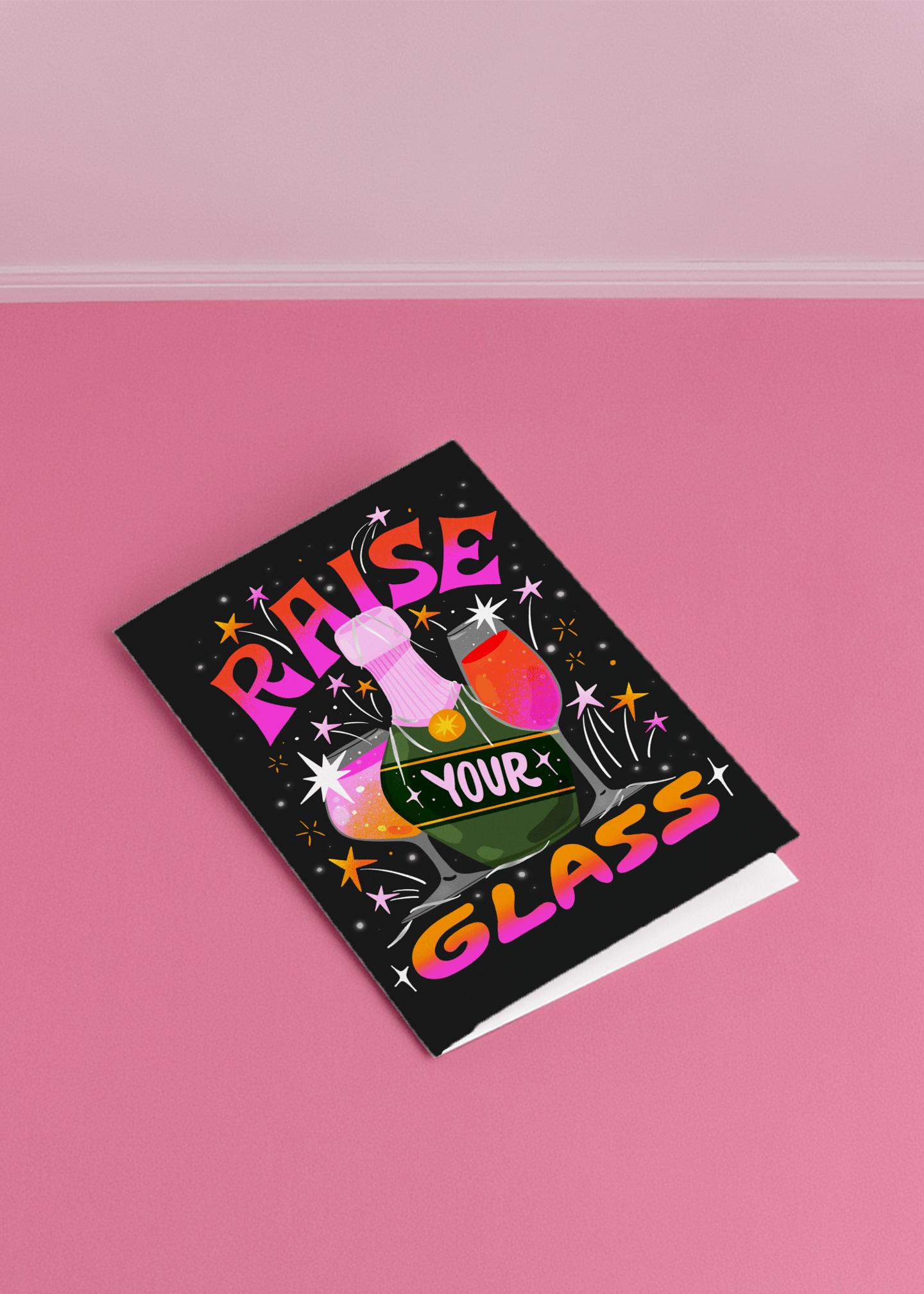 Raise Your Glass Celebration Card mockup 1