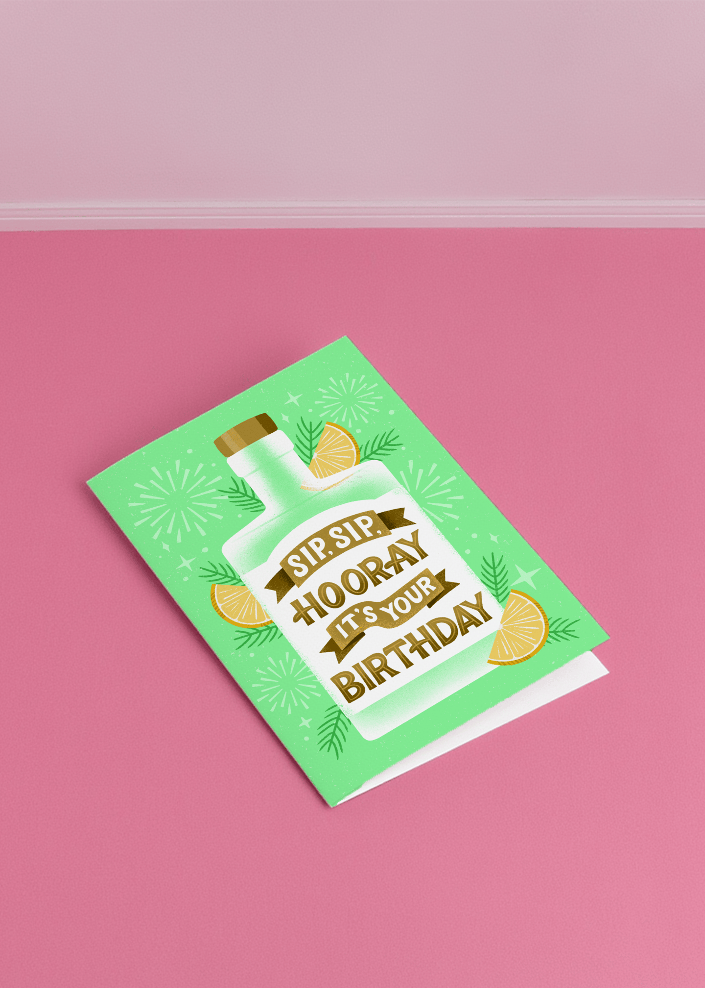 Sip Sip Hooray Birthday Card mockup 1