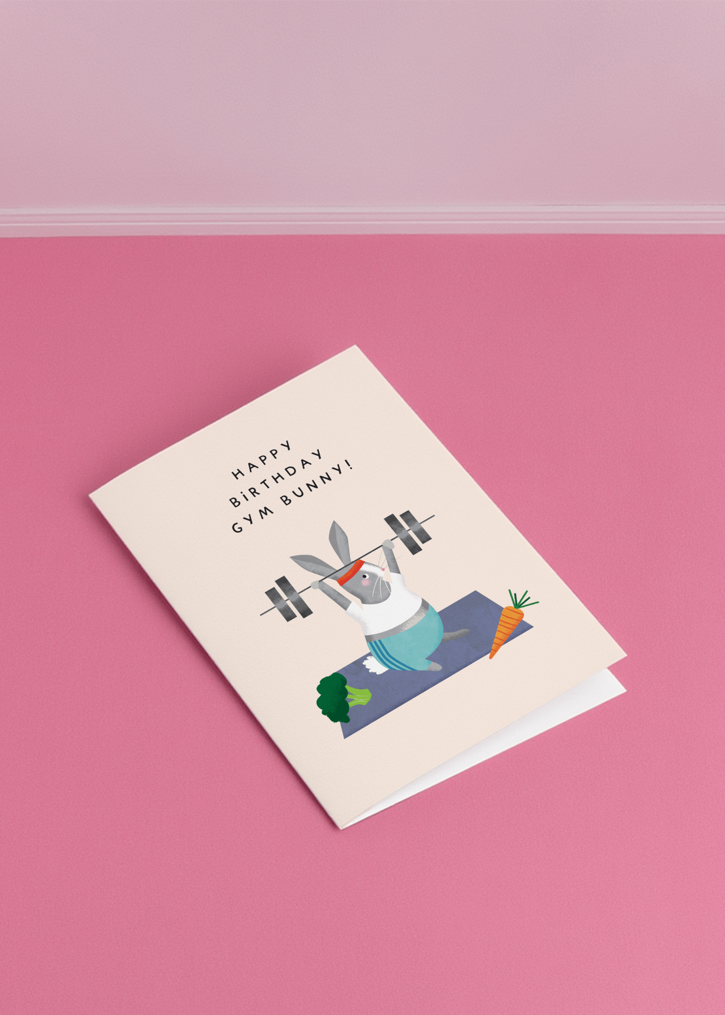 Happy Birthday Gym Bunny Card mockup 1