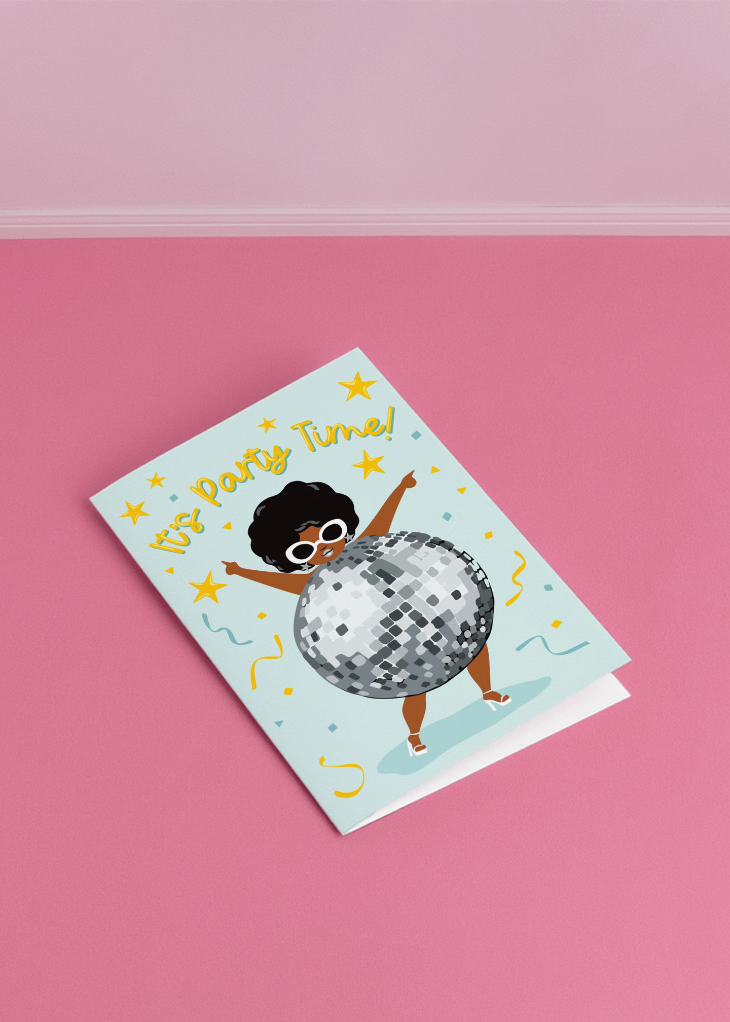 Disco Party Time Birthday Card mockup 1