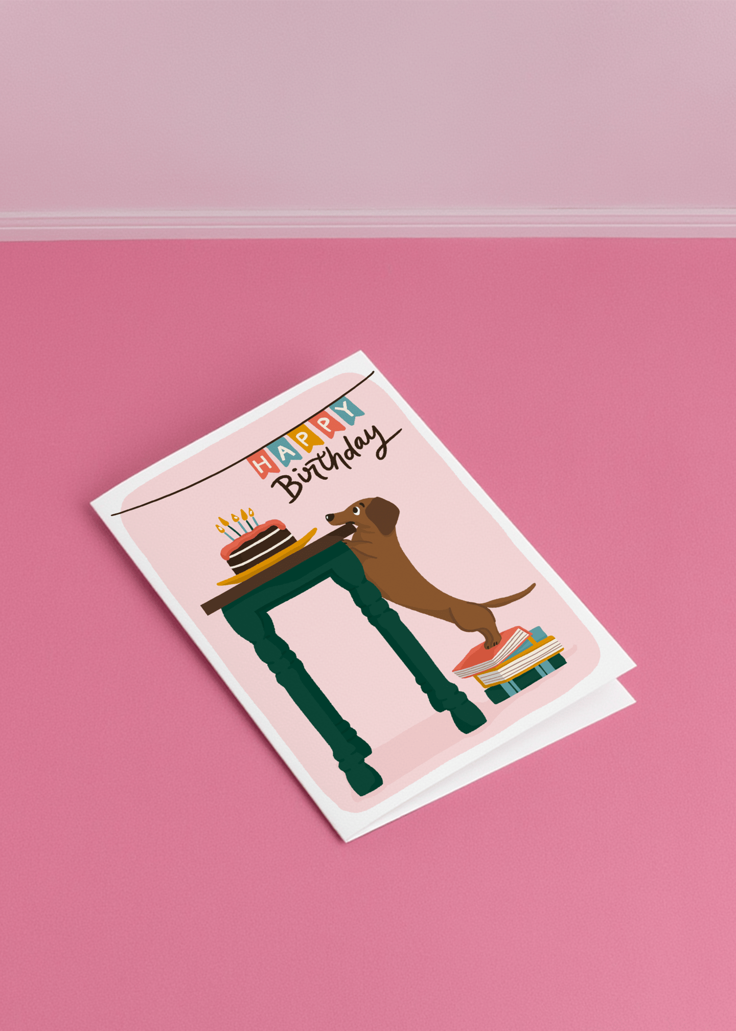 Dachshund Birthday Card mockup 1