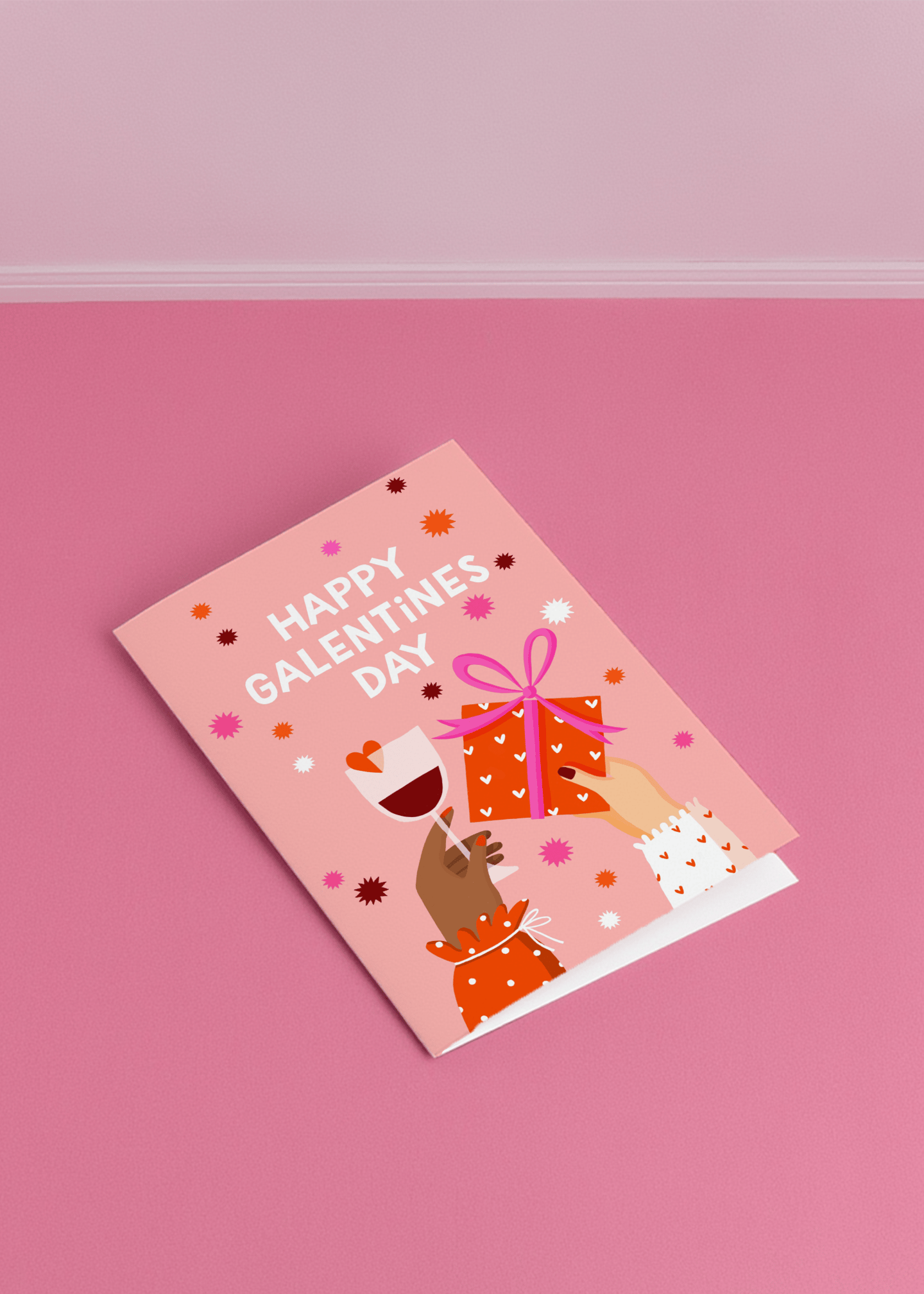 Happy Galentine's Day Gift and Wine mockup 1