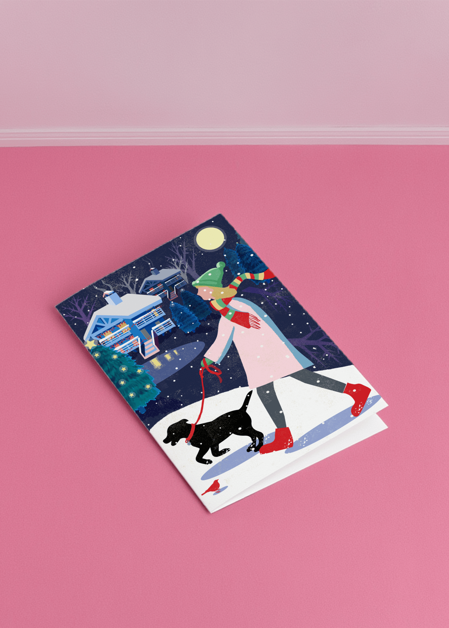 Christmas Dog Walk Night Scene mockup 1