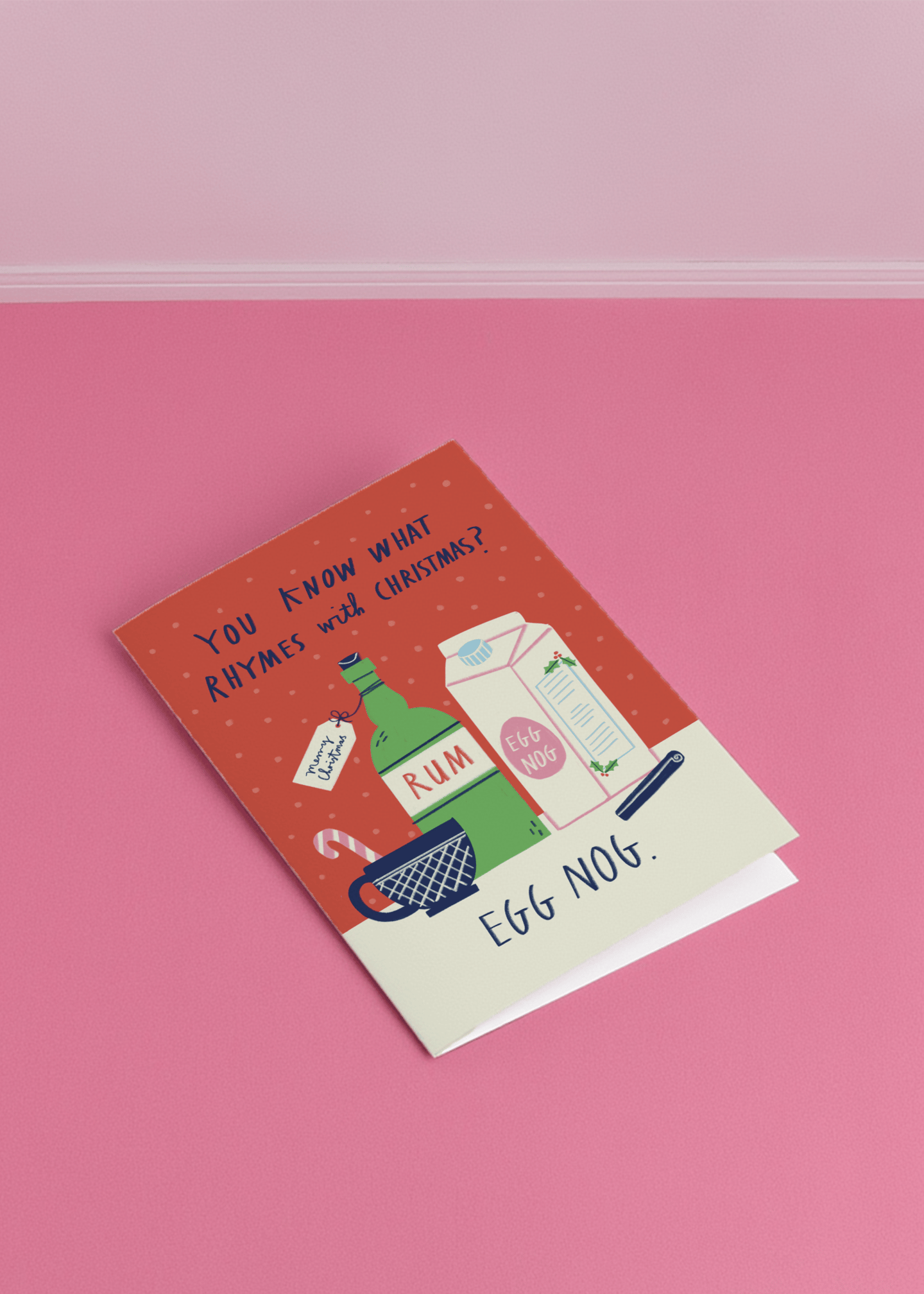 Christmas Egg Nog Rhymes Card mockup 1